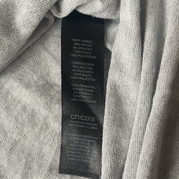 Chico's Zenergy Shirt Womens 0 (Small) Grey Sheer Cuffs and Hem Tunic Length Top - Picture 5 of 8